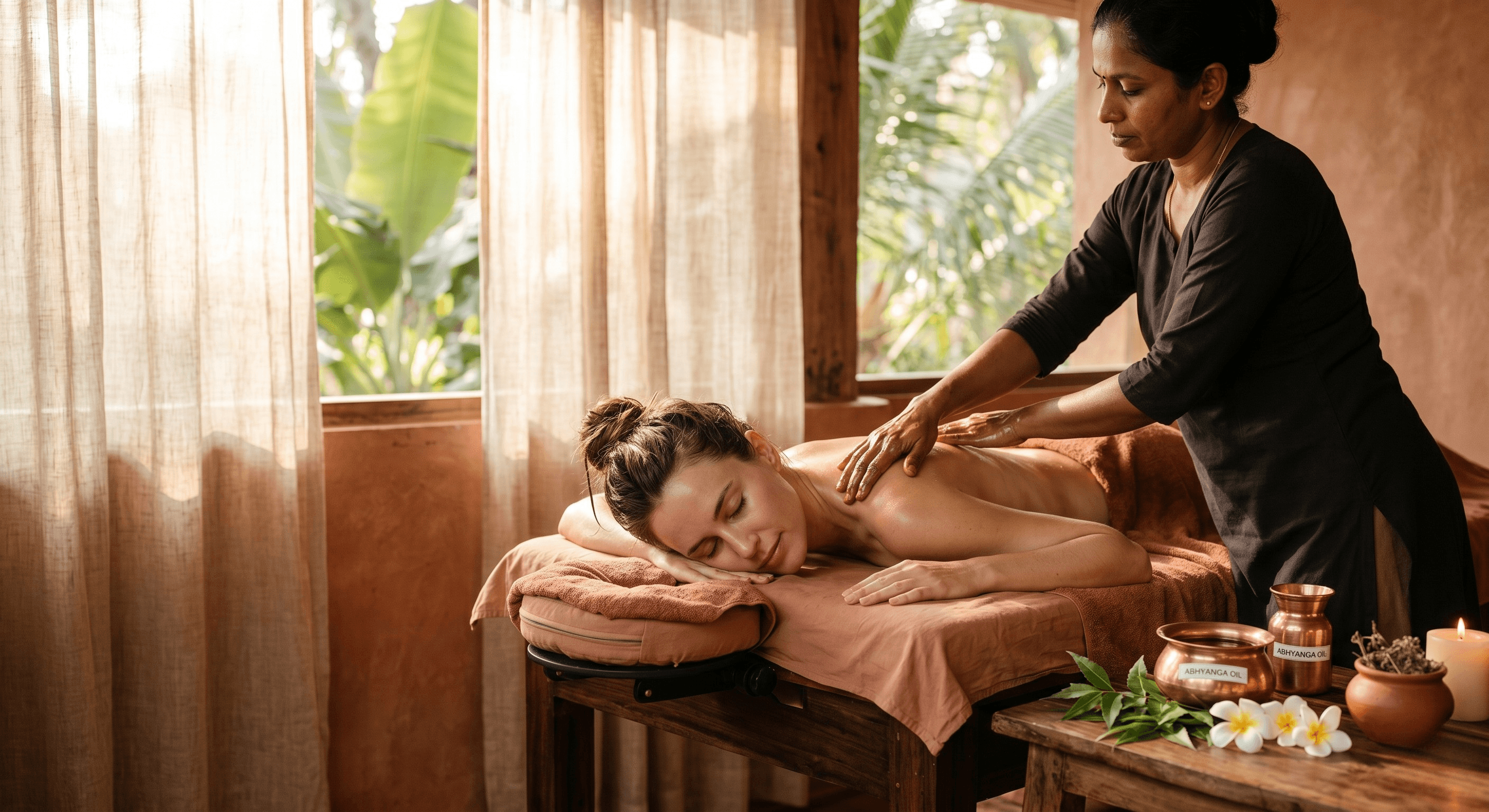 Ayurvedic spa massage treatment at Sun and Tree Wellness near Mirissa Sri Lanka